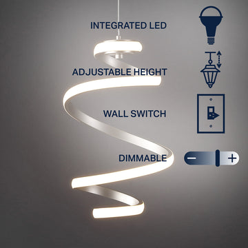 Whirl Modern Minimalist Aluminum/Iron Abstract Integrated LED Pendant - JONATHAN Y